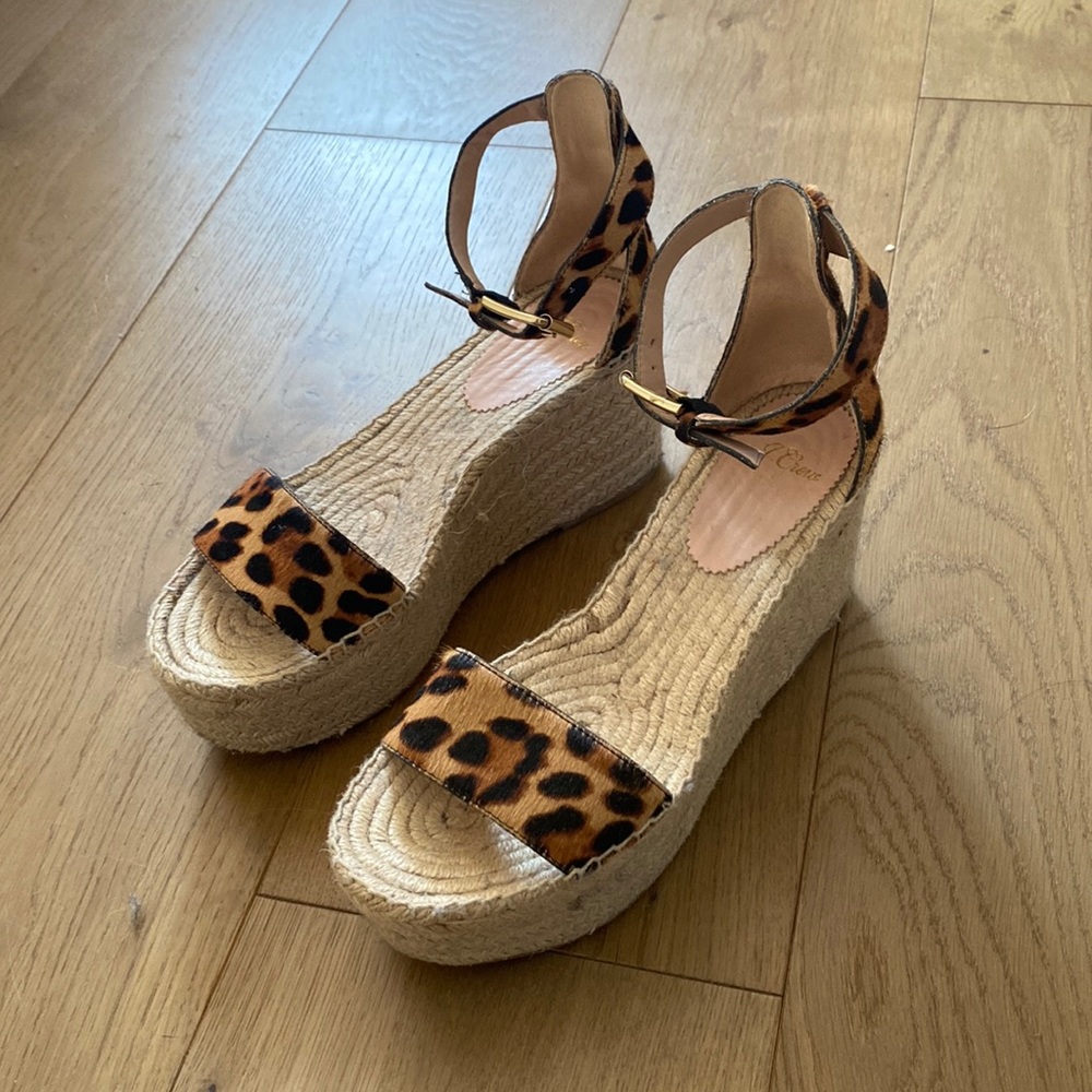 J. Crew leopard calf hair leopard espadrilles